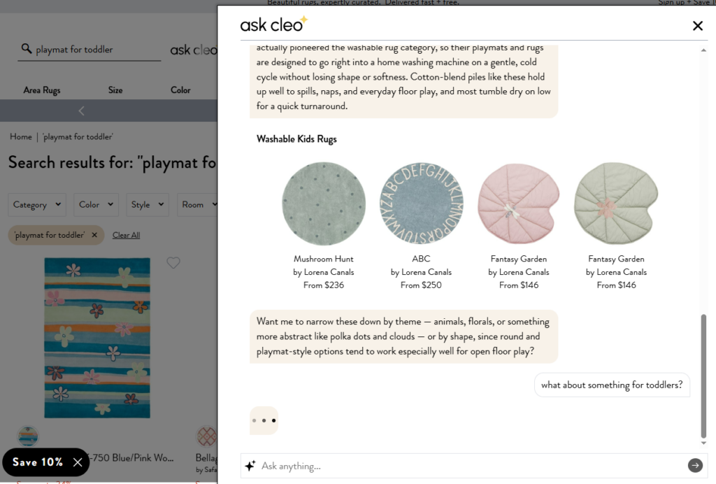 Rugs Direct推出AI助手Ask Cleo，优化站内搜索与产品页支持